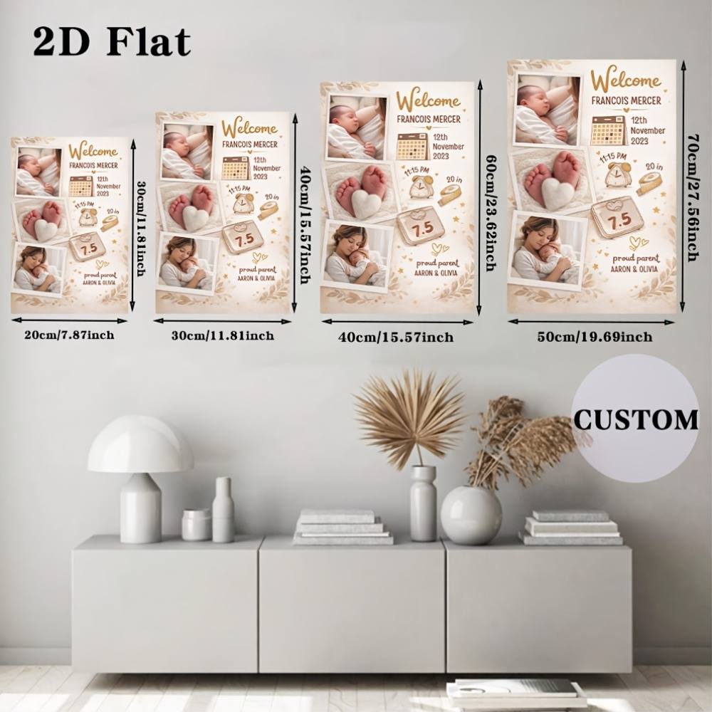 Personalized Baby Birth Information Photo Poster Framed Canvas